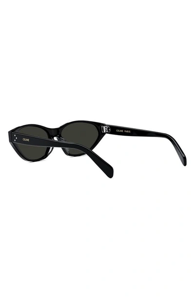 Shop Celine 57mm Cat Eye Sunglasses In Shiny Black / Smoke