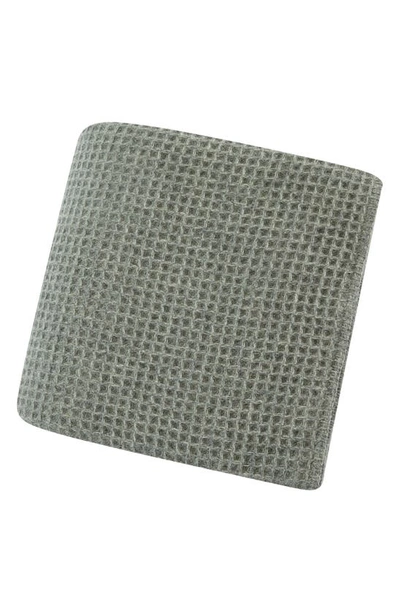 Melange Merino Wool Waffle Knit Blanket In Light Grey