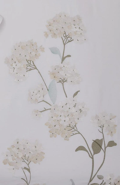 Melange White Hydrangea Embroidery Cotton Duvet Cover Set In White/ White