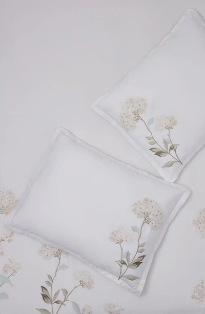 Melange White Hydrangea Embroidery Cotton Duvet Cover Set In White/ White