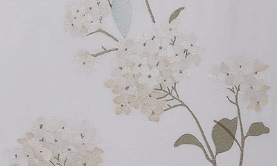 Melange White Hydrangea Embroidery Cotton Duvet Cover Set In White/ White