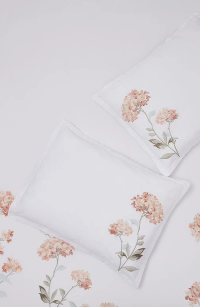 Melange Orange Hydrangea Embroidery Duvet Cover Set In Orange/ White