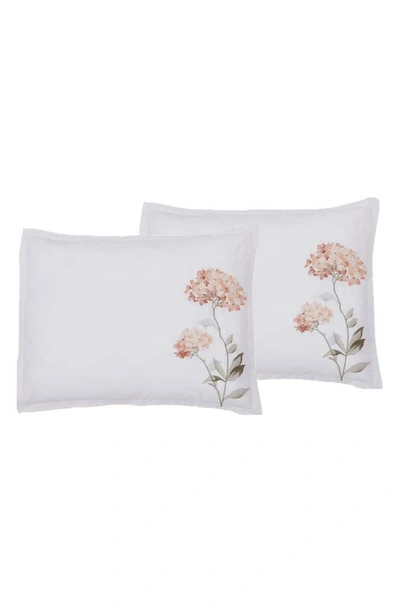 Melange Orange Hydrangea Embroidery Duvet Cover Set In Orange/ White