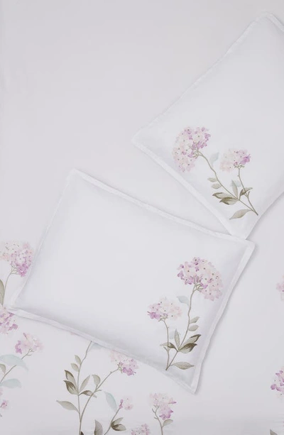 Melange Rose Hydrangea Embroidered Duvet Set In Pink/ White