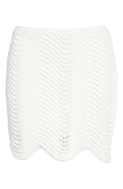 Shop Casablanca Wavy Crochet Cotton Miniskirt In White