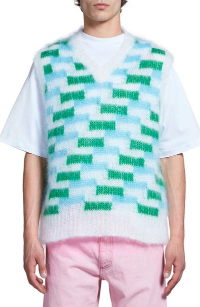 Shop Marni Mohair & Wool Blend Sweater Vest In Stone White