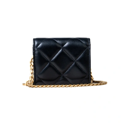 Pre-owned Chanel Cluth With Chain Gold Tone Metal Lambskin Black