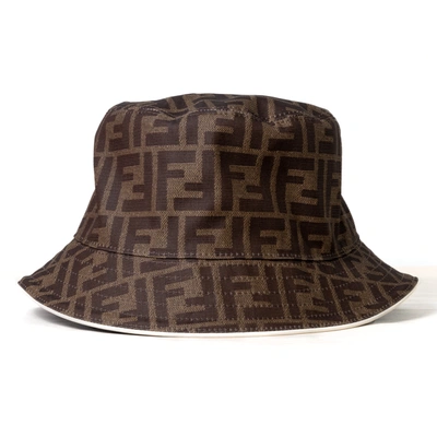 Shop Fendi Canvas Cloche Hat Brown In 57 Cm