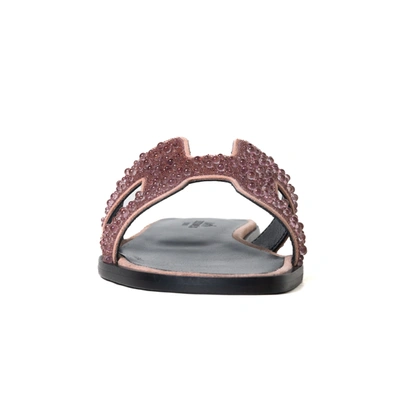 Pre-owned Hermes Oran Glitter Mules Oran Sandals Brown In Eu 36