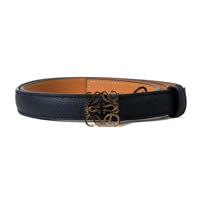 Loewe Anagram Textured Leather Belt Black In 85 Cm