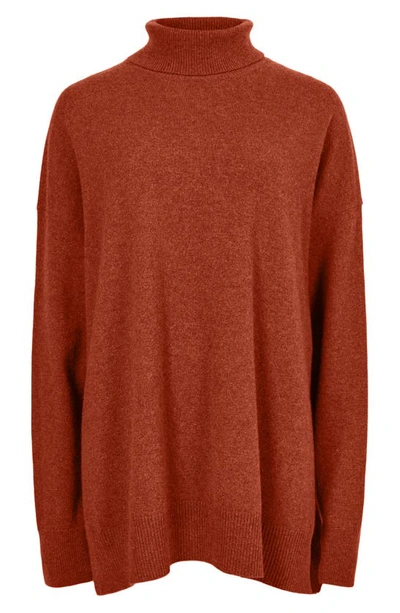 Shop Allsaints Gala Merino Wool Turtleneck Sweater In Orange Spice