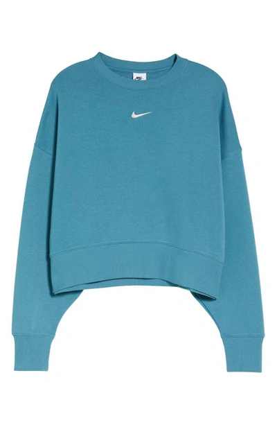 Shop Nike Phoenix Fleece Crewneck Sweatshirt In Noise Aqua/ Sail