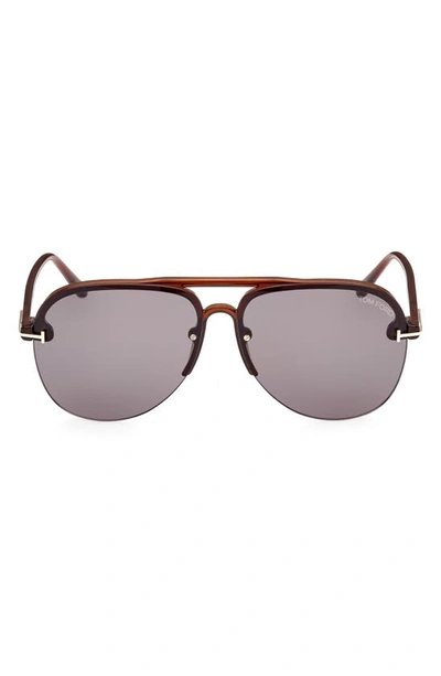 Shop Tom Ford Terry 62mm Oversize Aviator Sunglasses In Transparent Brown / Light Grey