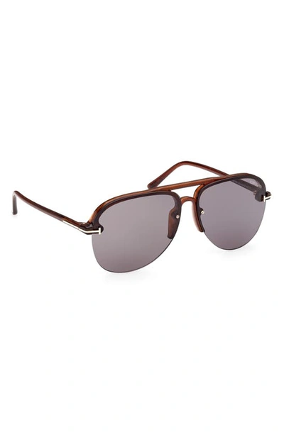 Shop Tom Ford Terry 62mm Oversize Aviator Sunglasses In Transparent Brown / Light Grey