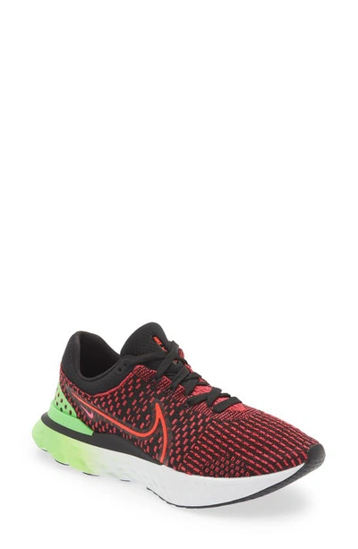 Nike React Infinity Run Flyknit 3 Running Shoe In Black/ Red/ Green/ Team Red