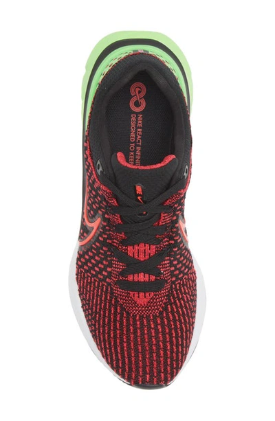 Nike React Infinity Run Flyknit 3 Running Shoe In Black/ Red/ Green/ Team Red
