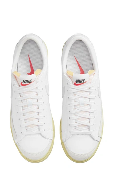 Nike Women's Blazer Low Platform Shoes In White/ White-lemon Wash-black