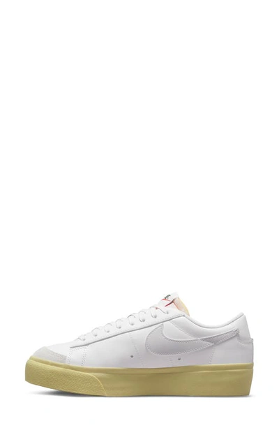 Nike Women's Blazer Low Platform Shoes In White/ White-lemon Wash-black