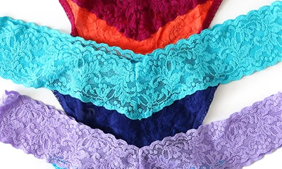 Shop Hanky Panky Original Rise Lace Thongs In Ish/mdt/or
