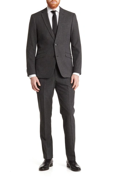 Shop Savile Row Co Gray Check Notch Lapel Two-piece Suit Set In Grey