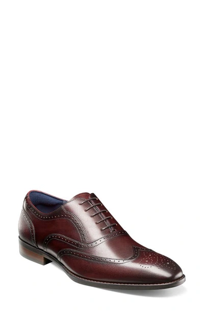 Shop Stacy Adams Kaine Wingtip Oxford In Burgundy