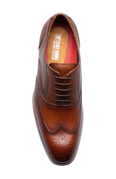 Shop Stacy Adams Kaine Wingtip Oxford In Cognac