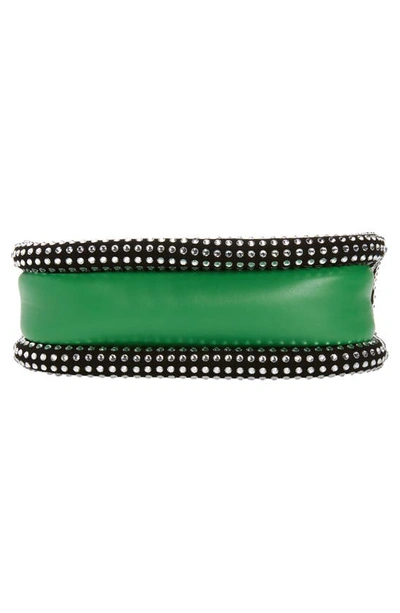Shop Jw Anderson Bumper Crystal Embellished Leather Shoulder Bag In Green/ Black