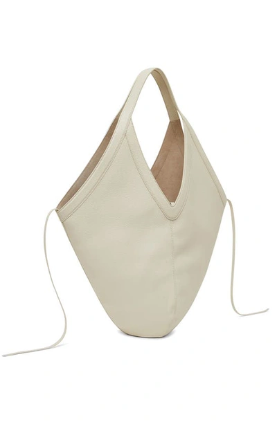 Shop Mansur Gavriel Soft M Leather Hobo Bag In Pearl