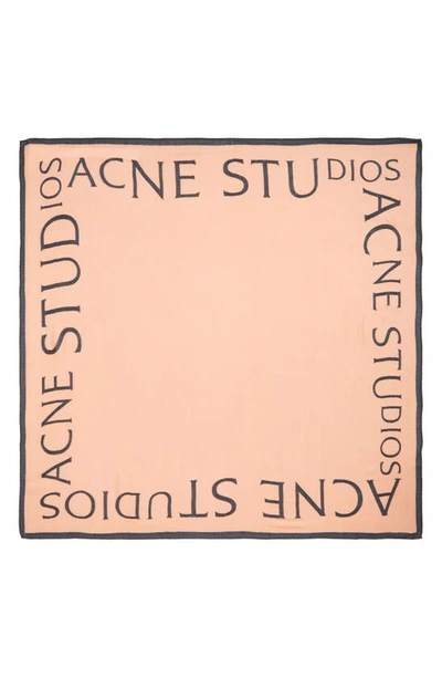 Shop Acne Studios Varbone Logo Print Wool Gauze Scarf In Blush Pink