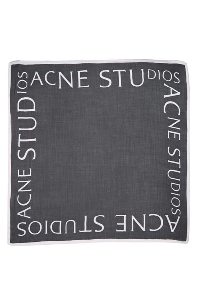 Shop Acne Studios Varbone Logo Print Wool Gauze Scarf In Carbon Grey