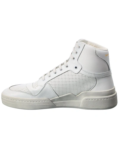 Shop Saint Laurent Leather High-top Sneaker In White