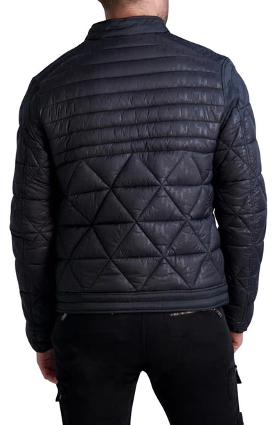 Shop Karl Lagerfeld Logo Print Quilted Jacket In Black