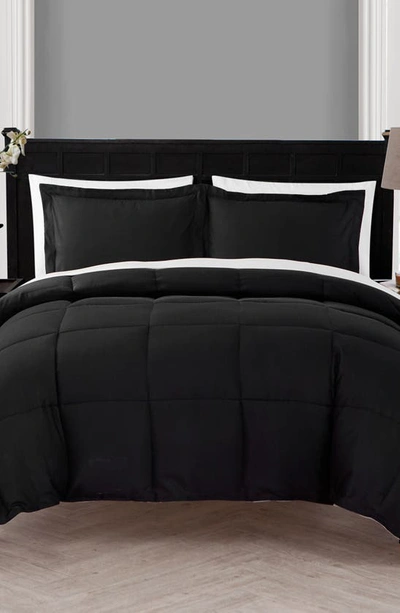 Shop Vcny Home Lincoln Down Alternative Reversible Bed-in-a-bag Comforter Set In Black