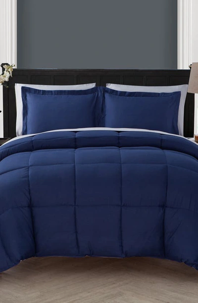 Shop Vcny Home Lincoln Down Alternative Reversible Bed-in-a-bag Comforter Set In Navy