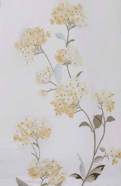 Melange Golden Hydrangea Embroidered Duvet Set In Yellow/ White