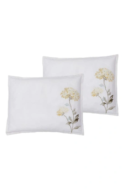 Melange Golden Hydrangea Embroidered Duvet Set In Yellow/ White