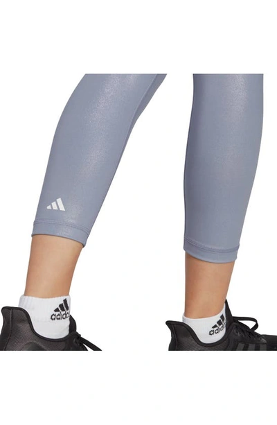 Shop Adidas Originals Optime Training Shine 7/8 Leggings In Silver Violet