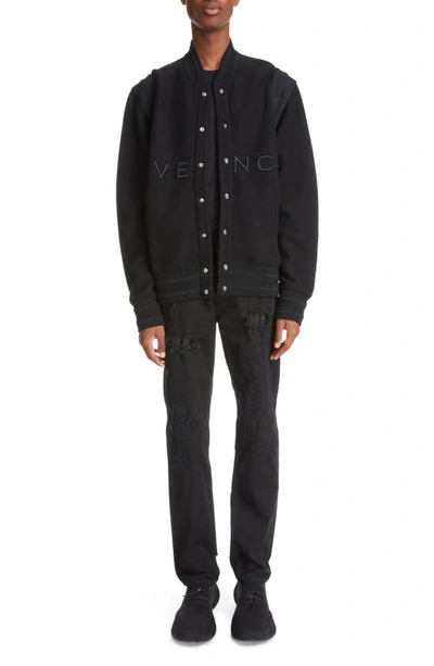 Shop Givenchy Wool Felt Bomber Jacket In Black