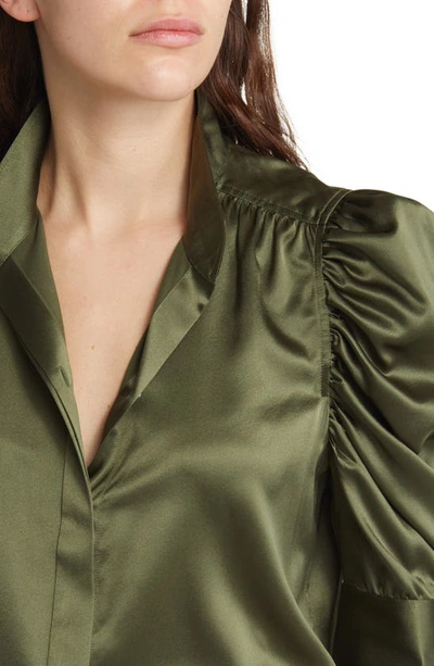 Shop Frame Gillian Stretch Silk Blouse In Fatigue