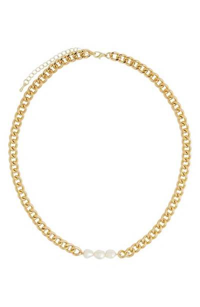 Shop Petit Moments Lucille Freshwater Pearl Curb Chain Necklace In Gold