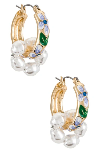 Shop Petit Moments Barque Imitation Pearl Earrings In Blue