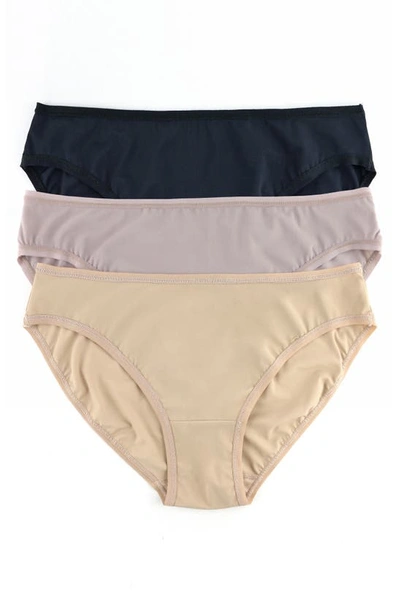 Shop Hanky Panky Breathe Assorted 3-pack Bikinis In Bla/ Tau/ Ev