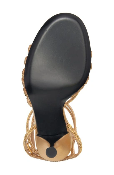 Valentino Garavani Woman Sandals Gold Size 12 Leather In Antique Brass/ Crystal Aurum