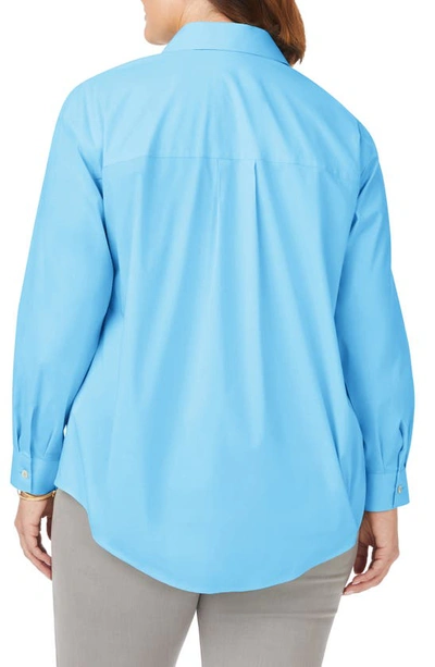 Shop Foxcroft Lacey Non-iron Popover Tunic Top In Baltic Blue