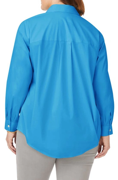 Shop Foxcroft Lacey Non-iron Popover Tunic Top In Blue Breeze