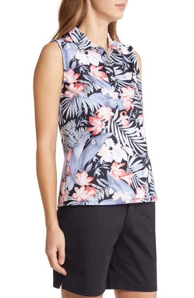 Shop Tommy Bahama Aubrey Delicate Floral Islandzone® Sleeveless Polo In Black