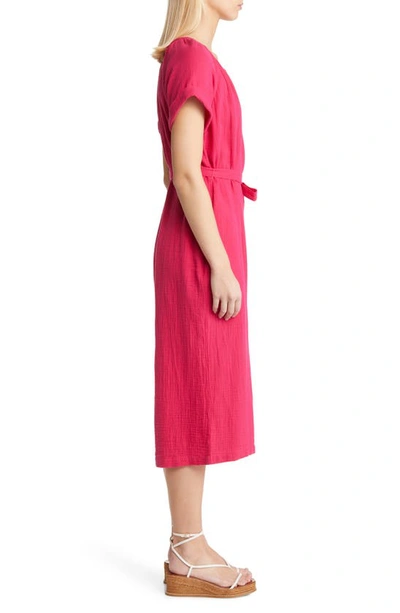 Shop Tommy Bahama Coral Isle Belted Cotton Jumpsuit In Bright Rose