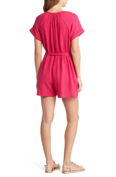 Shop Tommy Bahama Coral Isle Cotton Romper In Bright Rose