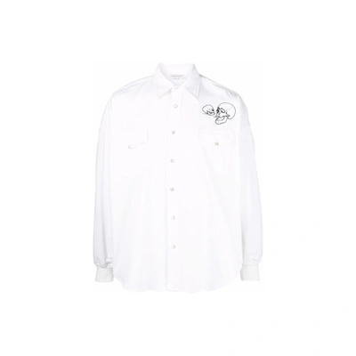Shop Alexander Mcqueen Skull-embroidered Shirt In White