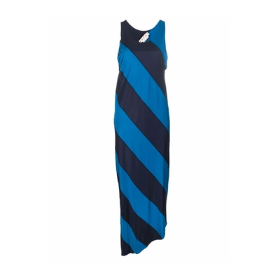 Shop Marni Stripped Long Stripe Dress In Blue